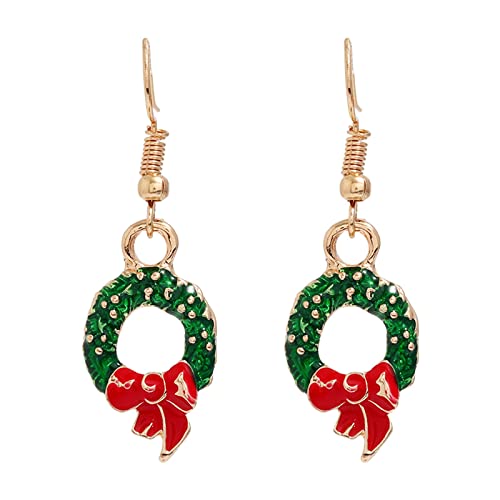Damen Geschenke Weihnachten Weihnachten kreative Urlaub Party Ohrringe Schmuck Creolen Frauen Santa Schneemänner Krücke (R, One Size) von Generisch
