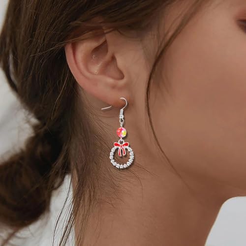 Damen Geschenke Weihnachten Weihnachts-Fünfzackige-Sterne-Weihnachtsbaum-Quastenohrringe Weihnachtsmütze Ohrringe für Frauen (C, 5. 5x1. 8cm) von Generisch