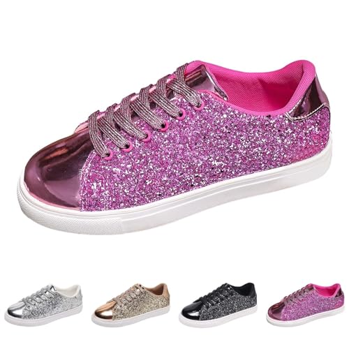 Damen-Glitzer-Schnürschuhe, Plateauschuhe, niedrige Spitze, Pailletten, Tennis-Sneaker, modisch, glitzernd, Strass, Retro, lässig, leicht, bequem, elegant, Hochzeit, rutschfest, Wanderschuhe, violett Damen-Glitzer-Schnürschuhe, Plateauschuhe, niedrige Spitze, Pailletten, Tennis-Sneaker, modisch, glitzernd, Strass, Retro, lässig, leicht, bequem, elegant, Hochzeit, rutschfest, Wanderschuhe, violett von Generisch