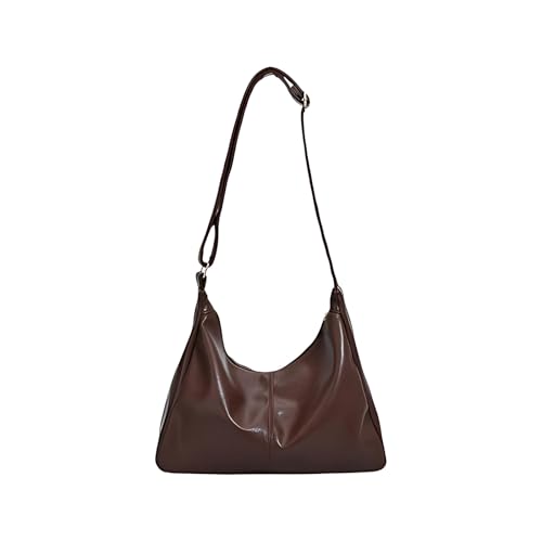 Damen Große Kapazität Tote Bag Vintage Leder Schultertasche Verstellbarer Schultergurt Geeignet für Arbeit und Schule, A-braun, 33*13*23cm/12.9*5.1*9in von Generisch