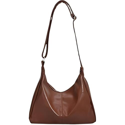 Damen Große Kapazität Tote Bag Vintage Leder Schultertasche Verstellbarer Schultergurt Geeignet für Arbeit und Schule, hellbraun, 33*13*23cm/12.9*5.1*9in von Generisch