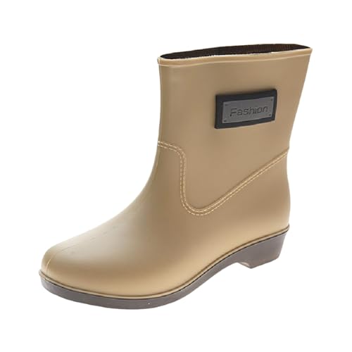 Damen Gummistiefel Hoch Schuhe Wasserdicht Damen Gummistiefel Regenstiefel Leichtgewicht für Bootfahren Angeln Gartenarbeit Landwirtschaft Regenschuhe Schuhe Pumps (Yellow,40) von Generisch