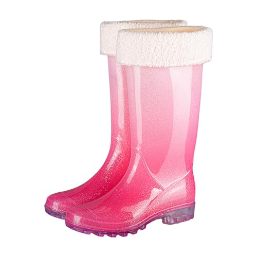 Damen Gummistiefel Hohe Stiefel Wasserdicht - Robuste Gummistiefel für Frauen Outdoor Garten Arbeit Regenfest mit Rutschfester Sohle Pink 37 von Generisch