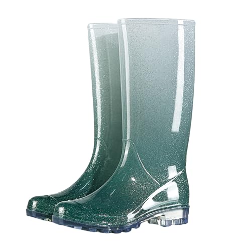 Damen Gummistiefel Hohe Stiefel Wasserdicht - Robuste Gummistiefel für Frauen Outdoor Garten Arbeit Regenfest mit Rutschfester Sohle grünes 36 von Generisch