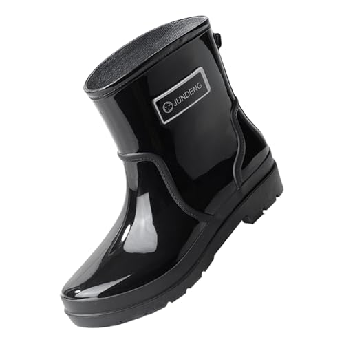 Damen Gummistiefel Kurz 39 - Damen Boots Leder 38 Damenstiefel Leichte Winterstiefel Wasserdichte Winterschuhe Hohe Ankle Boots Bequeme Lederstiefel Leder Wasserfeste Herbstschuhe Runde Stiefeletten von Generisch