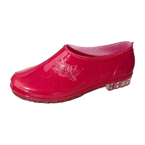 Damen Gummistiefeletten Regenstiefel Kurze,Gummi Arbeitsstiefel Damen Schuhe 38,Einfarbig rutschfeste Plateau,Leichte Gartenschuhe Schlupfschuhe,wasserdichte von Generisch