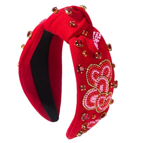 Damen Haarbänder Rot Rosa Haarbänder Mode Mädchen Vintage Boho Breite Bänder von Generisch