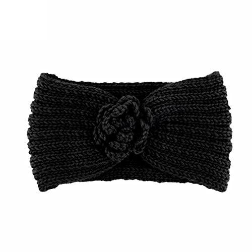 Damen-Haarband, Garn, warmes Stirnband, gestrickt, modisches Stirnband, Damen-Haarband (Schwarz, Einheitsgröße) von Generisch