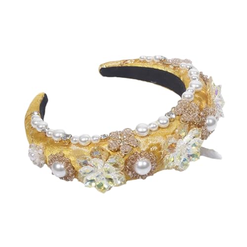 Damen Haarband mit gelbem Schwamm und Strass, einfache breite Krempe Damen Haarband mit gelbem Schwamm und Strass, einfache breite Krempe von Generisch