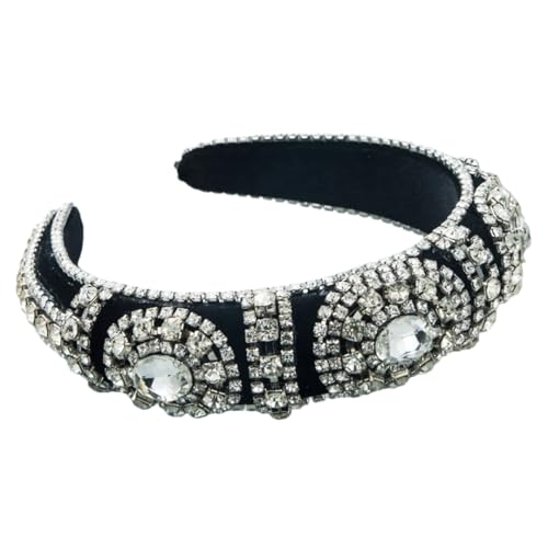 Damen-Haarreifen im Boho-Stil, modisch, Strass, glänzend, breite Krempe, Stirnband, Hochzeits-Kopfbedeckung, Zubehör Damen-Haarreifen im Boho-Stil, modisch, Strass, glänzend, breite Krempe, Stirnband, Hochzeits-Kopfbedeckung, Zubehör von Generisch