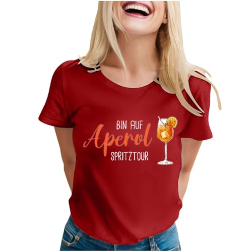 Damen Hallöchen Bierstempel Spritz Lustiges Freizeitshirt T-Shirt Karneval und Fasching mit Bierfest Druck Leicht Top Casual Bluse Stretch Sportshirt Stilvolle Fun-T-Shirt Oberteile von Generisch
