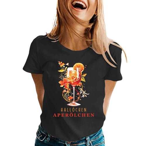 Damen Hallöchen Bierstempel Spritz Lustiges Freizeitshirt T-Shirt Karneval und Fasching mit Bierfest Druck Leicht Top Casual Bluse Stretch Sportshirt Stilvolle Fun-T-Shirt Oberteile von Generisch