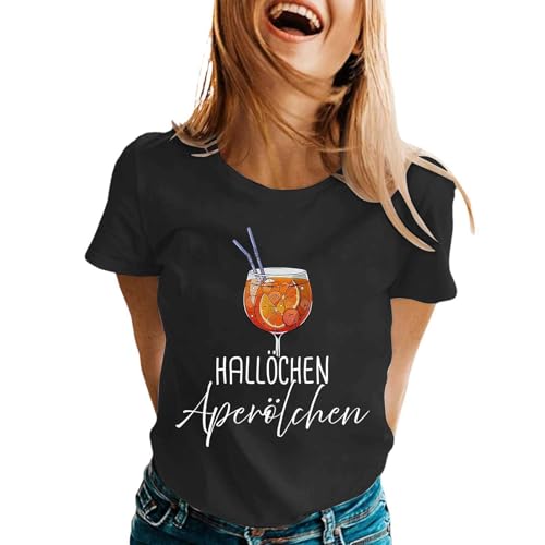 Damen Hallöchen Bierstempel Spritz Lustiges Freizeitshirt T-Shirt Karneval und Fasching mit Bierfest Druck Leicht Top Casual Bluse Stretch Sportshirt Stilvolle Fun-T-Shirt Oberteile von Generisch