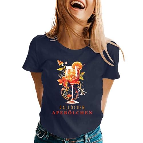 Damen Hallöchen Bierstempel Spritz Lustiges Freizeitshirt T-Shirt Karneval und Fasching mit Bierfest Druck Leicht Top Casual Bluse Stretch Sportshirt Stilvolle Fun-T-Shirt Oberteile von Generisch