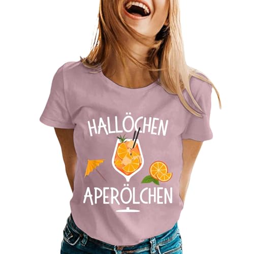 Damen Hallöchen Bierstempel Spritz Lustiges Freizeitshirt T-Shirt Karneval und Fasching mit Bierfest Druck Leicht Top Casual Bluse Stretch Sportshirt Stilvolle Fun-T-Shirt Oberteile von Generisch