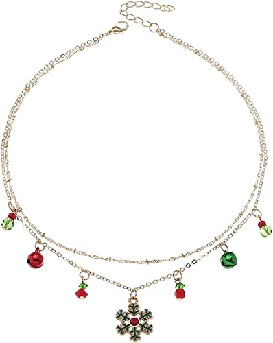Damen-Halskette, leicht, Weihnachts-Schneeflocken-Anhänger, Schlüsselbeinkette, Partyschmuck, verstellbar, professioneller Prozess von Generisch