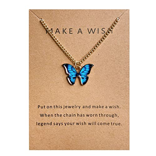 Damen Halskette aus Edelstahl Bunte Schmetterling Anhänger Kette einschichtige Kette Schmetterling Halsketten Transport Anhänger (A, One Size) von Generisch