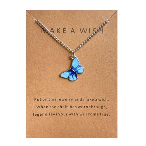 Damen Halskette aus Edelstahl Bunte Schmetterling Anhänger Kette einschichtige Kette Schmetterling Halsketten Transport Anhänger (G, One Size) von Generisch