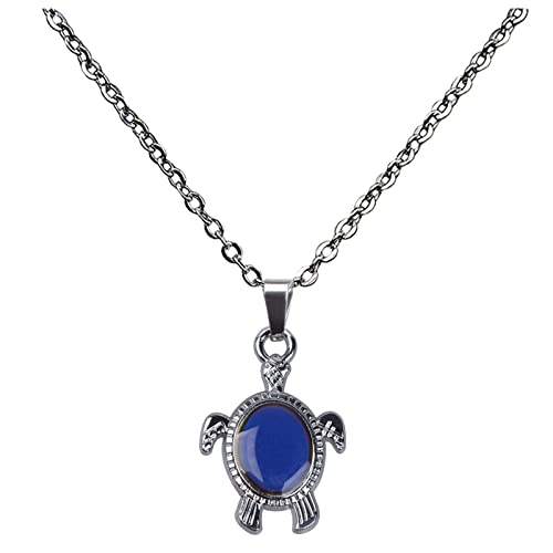 Damen Halskette aus Edelstahl Charm Personalisierte Schildkröte Temperatursensor Farbwechsel Anhänger Halskette Für Frauen Unisex Anhänger Männer (Silver, One Size) von Generisch