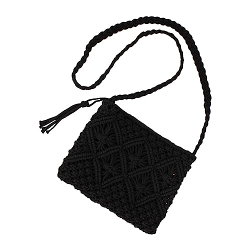 Damen Handgewebte Crossbody Geldbörse Sommer Strand Clutch Geldbörsen Woven Handmade Shoulder Herren Umhängetasche, Schwarz , Einheitsgröße von Generisch