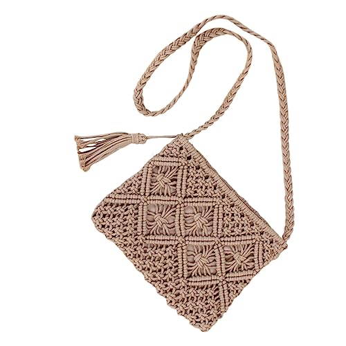 Damen Handgewebte Crossbody Geldbörse Sommer Strand Clutch Geldbörsen Woven Handmade Shoulder Herren Umhängetasche, grau, Einheitsgröße von Generisch