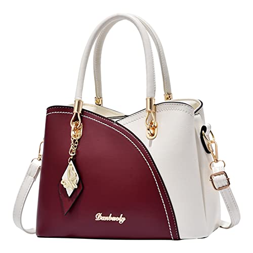 Damen-Handtasche, großes Fassungsvermögen, kariert, Kontrastfarbe, mittlere Schultertasche, Kuriertasche, süße Tragetasche, Wh2, Einheitsgröße von Generisch