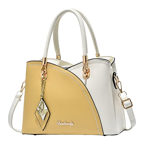 Damen-Handtasche, großes Fassungsvermögen, kariert, Kontrastfarbe, mittlere Schultertasche, Kuriertasche, süße Tragetasche, Wh3, Einheitsgröße von Generisch