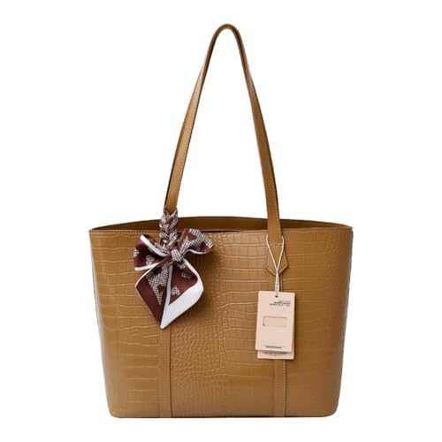 Damen-Handtasche mit Krokodilmuster, Leder, mit Fliege, lässige Schultertasche für den täglichen Gebrauch, Reisegeldbörsen, khaki, 220.00x90.00x150.00mm von Generisch