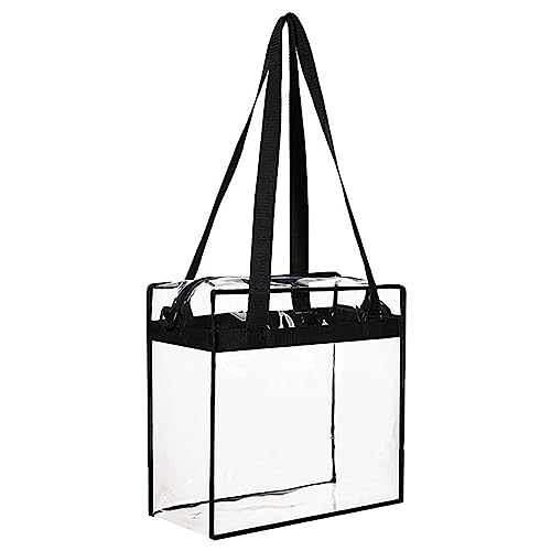 Damen-Handtaschen, PVC, transparent, quadratisch, große Kapazität, Reise-Aufbewahrungstasche, tragbare Umhängetasche, Sommergeldbörsen und Handtaschen, Schwarz , Einheitsgröße von Generisch