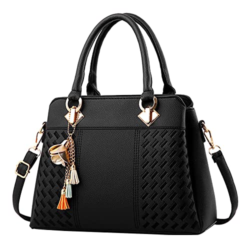 Damen Handtaschen Damen Geldbörse Satchel Umhängetaschen Geräumige Tote Ledertasche Taschen Herren Mit Brot Boxen (Black, One Size) von Generisch