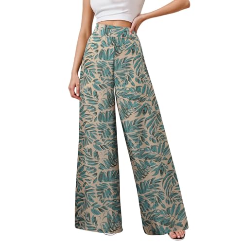Damen Haremshose Sommer Lange Schlupfhose Boho Strandhose Leicht Freizeithose Loose Sommerhose Frauen Pant Mit Taschen Straight Bein Hosen Sommerhosen Stoffhose Jogginghose Yogahose XS-2XL von Generisch