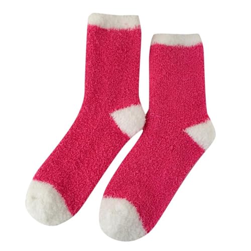 Damen Haus Schlafsocken Winter Warm Socken Flauschig Kuschelsocken Gemütlich Atmungsaktiv Thermosocken Farbblock Rutschfest Thermosock Dicke Komfortabel Stoppersocken von Generisch