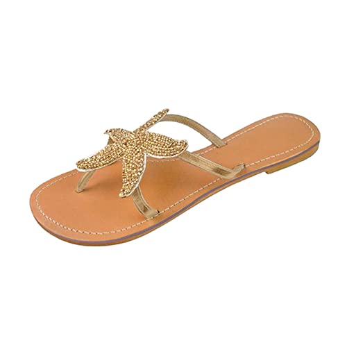 Damen Hausschuhe Atmungsaktive Freizeitmode Lässige Pantoffeln Bequem Outdoor Schuhe für Reisen (Gold, 42) von Generisch
