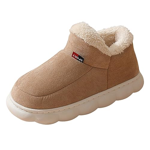 Damen Hausschuhe Bequeme Slipper Weiche Sohle Dicke Sohle Baumwolle Modische Warm Schuhe für den Innen- Außenbereich (Khaki, 40) von Generisch