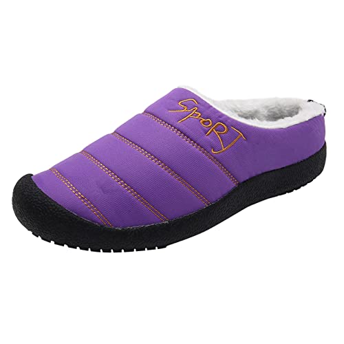 Damen Hausschuhe Bequeme Winter Hausschuhe für Frauen Gemütliche Innen-Slipper Baumwolle Pflegeleichte Sohle Stilvolle Pantoffeln für (Purple, 41) von Generisch