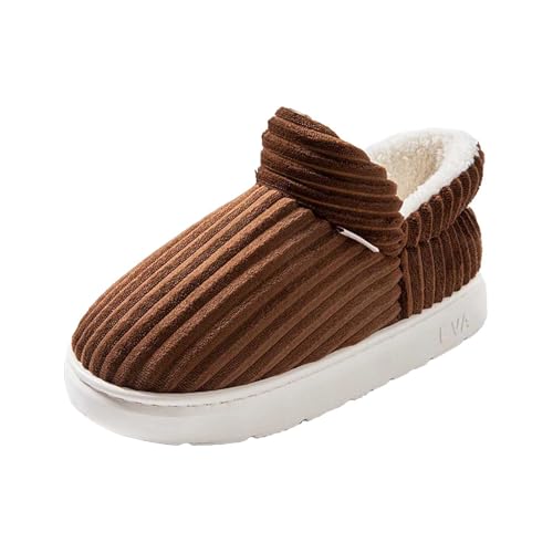 Damen Hausschuhe Einfarbig Kordstoff-Wohnschuhe Geschlossen Rückseite Dicke Pantoffeln für Kalte Tage Rutschprofil Flache Slipper Weich Warm Hauslatschen von Generisch