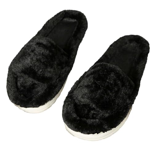 Damen Hausschuhe Frau Fuzzy Fluff Indoor Slipper Frauen Schlafzimmer Slip On Pantoffeln orthopädische Bogen Unterstützung Hausschuhe Winter Open Toe Plüsch Shearling Slide von Generisch