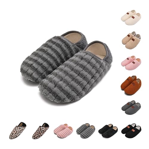 Damen Hausschuhe Herren, Winter Fuzzy Hüttenschuhe, Warm Barfuss Slipper Socken Geschlossene Rückseite Leicht Bequem Hausschlappen Rutschfeste Hauspantoffeln Flauschiges Pantoffeln Für Drinnen von Generisch