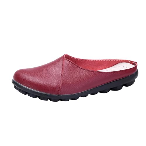 Damen Hausschuhe Herren Clogs Leder Slip On Pantoffeln Lässige Halbschuhe Sommer Outdoor Walkingschuhe Atmungsaktiv Bequeme rutschfest Schlupfschuhe Leicht Barfussschuhe Flache Sommerschuhe von Generisch