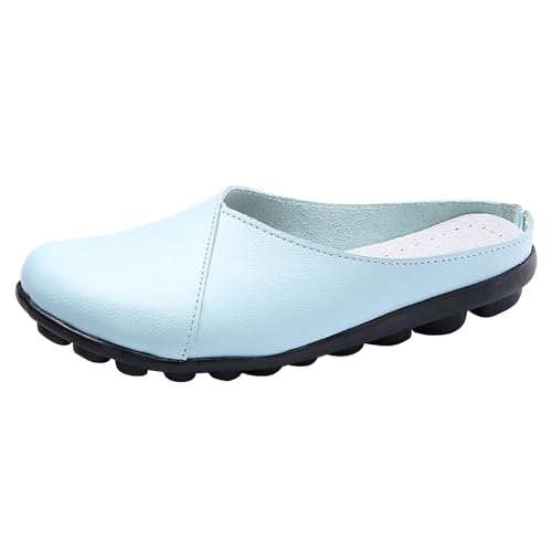 Damen Hausschuhe Herren Clogs Leder Slip On Pantoffeln Lässige Halbschuhe Sommer Outdoor Walkingschuhe Atmungsaktiv Bequeme rutschfest Schlupfschuhe Leicht Barfussschuhe Flache Sommerschuhe von Generisch