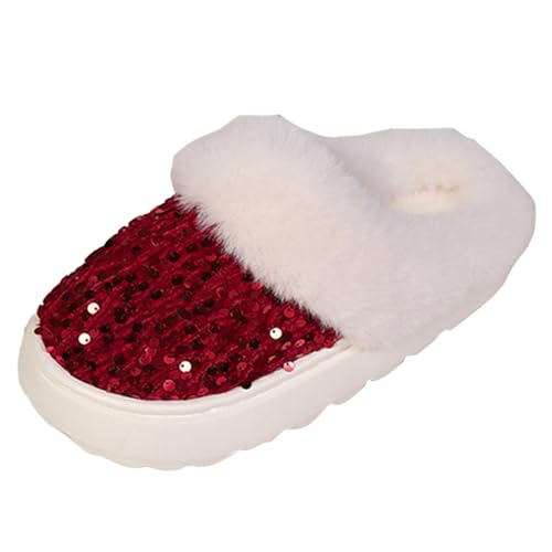 Damen Hausschuhe Herren Winter Pailletten Gefüttert Plüschschuhe Anti Rutsch Kawaii Slipper Memory Foam Flache Gästehausschuhe Drinnen Und Draußen Rot 40 Damen Hausschuhe Herren Winter Pailletten Gefüttert Plüschschuhe Anti Rutsch Kawaii Slipper Memory Foam Flache Gästehausschuhe Drinnen Und Draußen Rot 40 von Generisch