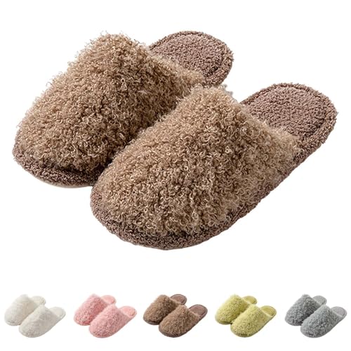 Damen Hausschuhe Pantoletten Frottee Pantoffeln Winter Plüschhausschuhe Schlappen Flauschig Slippers Vorne Geschlossen Hauspantoffeln Kuschelige Heimschuhe Einfarbig Winterhausschuhe von Generisch