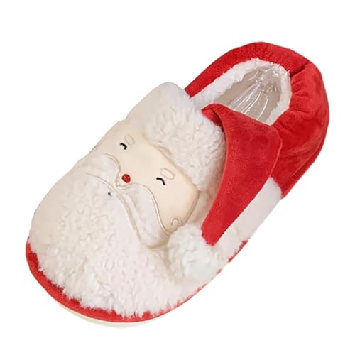 Damen Hausschuhe Santa Weihnachten Warme Winter Slippers Rutschfeste Geschenk Gummisohle Bequeme Dämpfung Flauschig Weich Fellgefüttert Plüsch Weiche Home Slipper (Red, 43) von Generisch