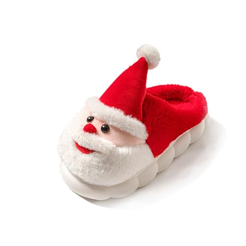 Damen-Hausschuhe Weihnachts-Hirsch Geschlossene Zehenpartie Flache Unterseite Warme Hausschuhe (Red, 39) von Generisch