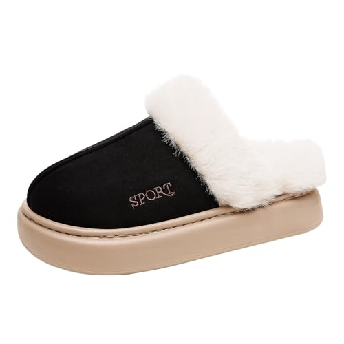 Damen Hausschuhe Winter Filz - Filzpantoffeln Damen Wolle Outdoorschuhe Draußen Baumwollpantoffeln Cotton Slippers Bettschuhe Warme Freizeitschuhe Hallenschuhe Mit Filz Hausschlappen Pantoletten von Generisch