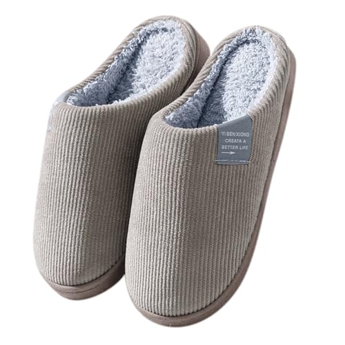 Damen Hausschuhe Winter Plüsch Pantoffeln Rutschfeste Hausschlappen Unisex Warm Filzpantoffeln Frauen Bequem Slippers Herren Flauschige Schlappen Weiche Breite Füße Schuhe Brown 44/45 EU von Generisch