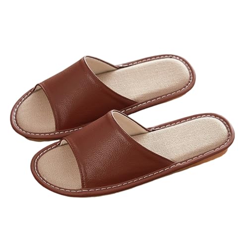 Damen-Hausschuhe aus Leder, Größe 37, flache Pantoffeln, Slient Slipper für Damen und Herren, atmungsaktiv, Bad-Sandalen, Duschschieber, Poolschuhe, bequeme, flache Sandalen, Wandersandalen für den von Generisch