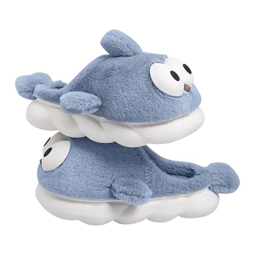 Damen-Hausschuhe mit weicher Sohle, Hai-Hausschuhe mit dicker Sohle, Fleece-gefüttert, Thermo-Slider, bezaubernde, modische Hausschuhe, Wärme, unverwechselbare Slider, neuartig, einzigartige von Generisch
