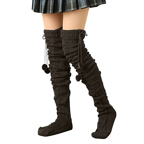 Damen Herbst und Winter, einfarbig, gestrickt, Overknee-Strümpfe, Glitzer, a, Einheitsgröße von Generisch