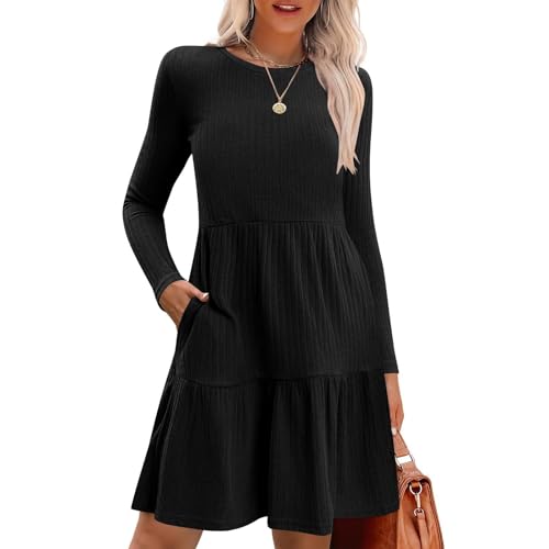 Damen Herbstkleid A Linie Elegant Strickkleid Damen Langarm Einfarbig Kleid Winter Geripptes mit Taschen Pulloverkleid Damen Frühling Strickkleider Frauen Leicht Kleider Freizeit Locker Damen Herbstkleid A Linie Elegant Strickkleid Damen Langarm Einfarbig Kleid Winter Geripptes mit Taschen Pulloverkleid Damen Frühling Strickkleider Frauen Leicht Kleider Freizeit Locker von Generisch